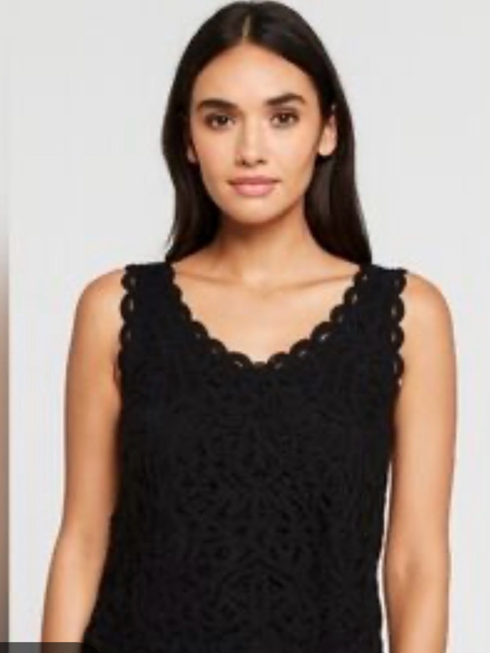 Anne Carson Black Crochet Lace Tank Top eyelet witchy linen cotton